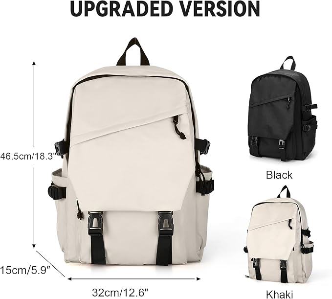 coowoz Casual Daypack Large upgraded version College Laptop Backpack for Men Women Water Resistant Lightweight School Bag Travel Rucksack for Sports High School Middle Bookbag for girls Size L(Khaki)