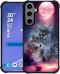 for Samsung Galaxy S24 S25 Plus Case, Star Two Wolfs Howling Pattern Graphic Design Girl Boy Soft Silicone Hard Acrylic Shock Protection for Samsung Galaxy S24 S25 Plus