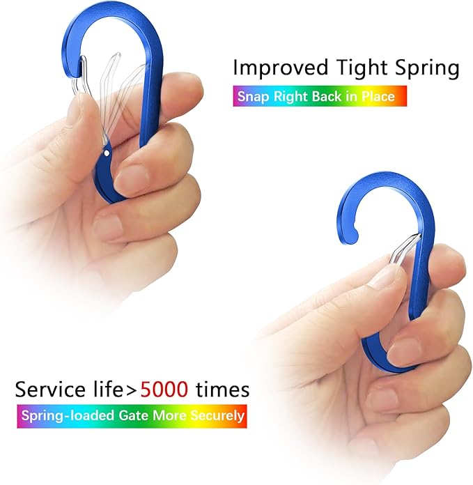 sprookber 2" Small Carabiner Clip, D Ring Caribeener, Spring Snap Hook for Keychain Multipurpose, Set of 20