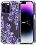 MOSNOVO Case for iPhone 14 Pro Max, [Buffertech 6.6ft Military-Grade Drop Protection] [Anti Peel Off Tech] Clear TPU Bumper Phone Case Cover Design - Lavender
