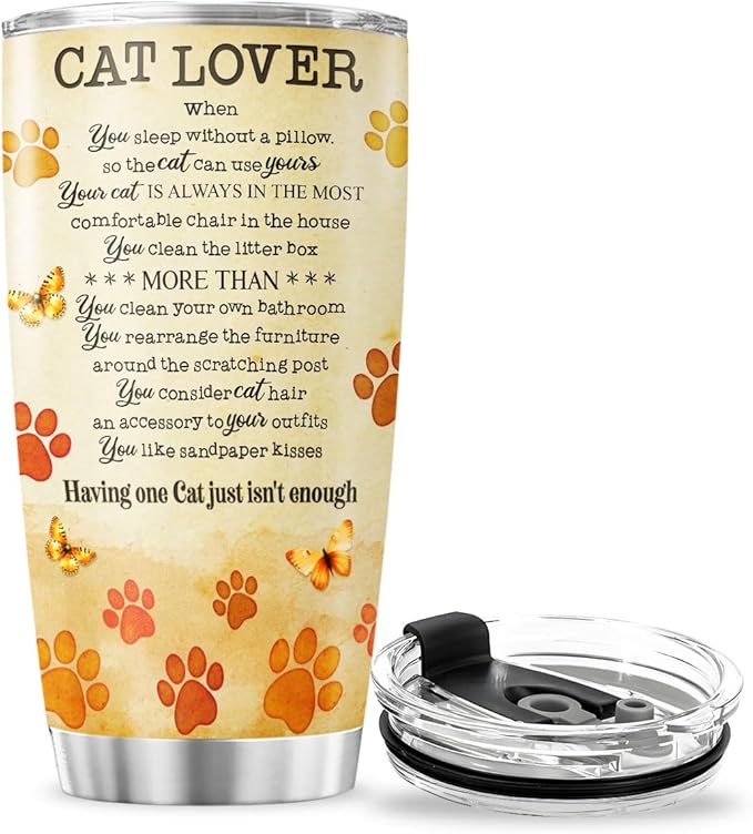 Cat Gifts, Tumblers Lovers For, Tumbler 20 Oz With Lid And Straw, Pet Cat Lover