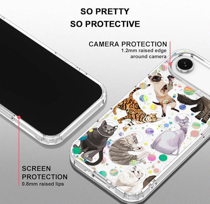 MOSNOVO for iPhone Air Case | Military Grade 6.6ft Drop Tested | Camera Control | Clear with Space Cat Design