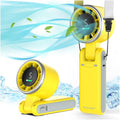 PlayHot Portable Handheld Turbo Fan, 5-Speed Personal Fans, 5000mAh Rechargeable Fans Up to 12 Hours, Weight only 0.6lb Small Fan, Hand/Neck/Desk Fan 3 IN 1, Beach Vacation Essentials(Yellow)