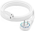 Maximm Extension Cord 6 Foot White Flat Plug, 360° Rotating Short Power Cord Single Outlet, Indoor 16 Gauge 3 Prong Grounded Wire UL Certified (6Ft White)