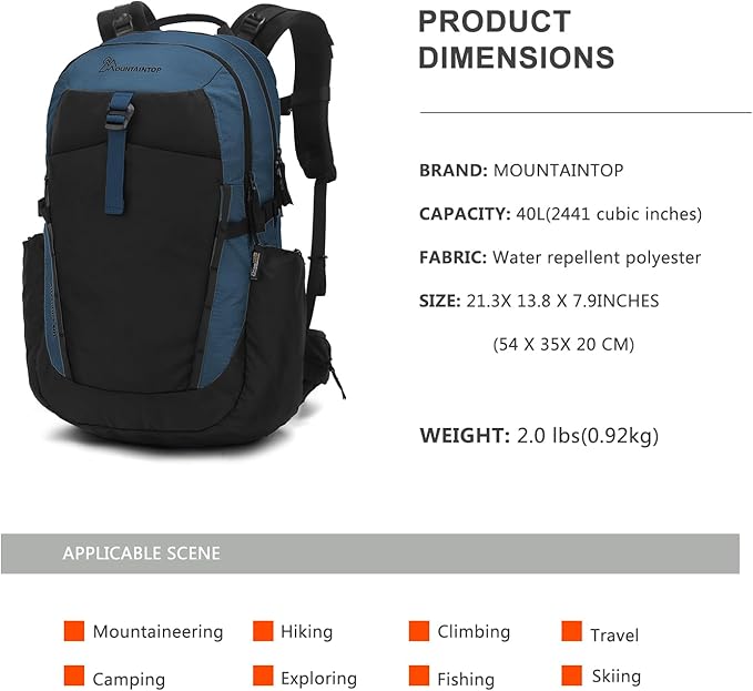 MOUNTAINTOP 30L Hiking Backpack,Men Women Camping Backpack,Lightweight Trekking Travel Backpacks for Climbing Skiing Cycling