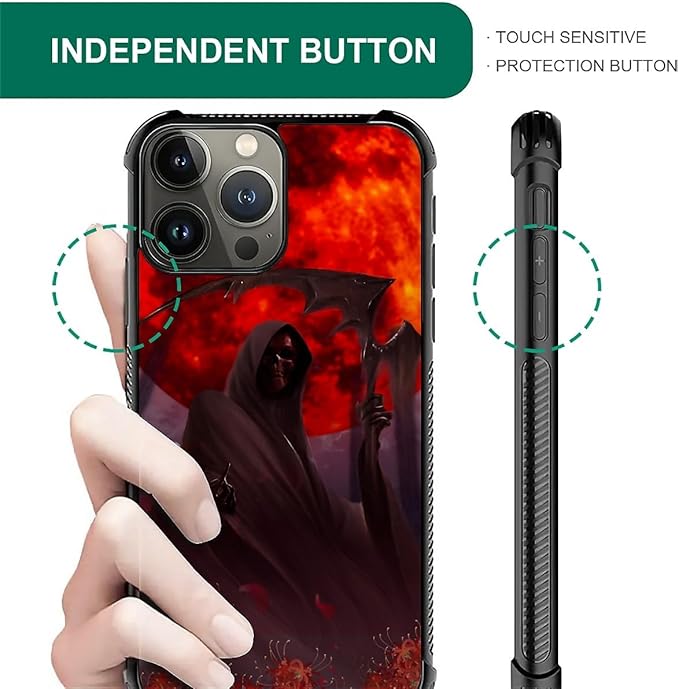 for iPhone 16 Pro Case, Death by The Red Moon Pattern Graphic Design Girl Boy Soft Silicone Hard Acrylic Shock Protection for iPhone 16 Pro