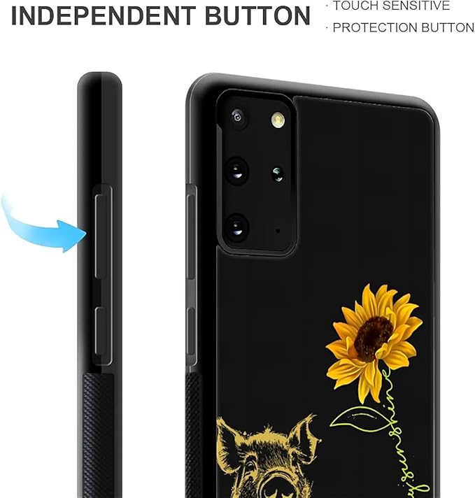 for Samsung Galaxy S20 Plus Case, Pig Sunflower Yellow Sunshine Pattern Graphic Design Girl Boy Soft Silicone Hard Acrylic Shock Protection for Samsung Galaxy S20 Plus