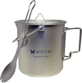 750ml Ultralight Titanium Camping Pot With Lid Spork,With Foldable Handle Detachable Bail For Backpacking, Hiking Mountaineering