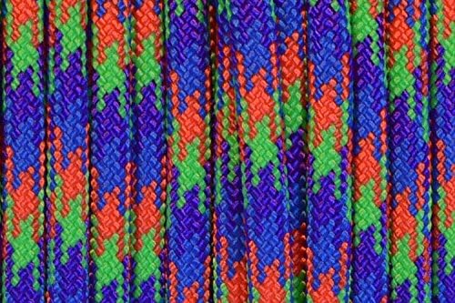 BORED? PARACORD! 550 lb Paracord – Ideal for Crafting, DIY Projects, Camping, Military & Active Outdoors – 300+ Colors – Tactical Parachute Cord Type III – Strong - Mardi Gras 50 Feet