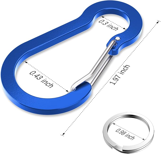sprookber 2" Small Carabiner Clip, D Ring Caribeener, Spring Snap Hook for Keychain Multipurpose, Set of 20
