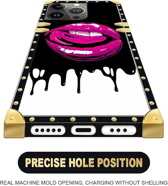 Compatible with iPhone 13 Pro Max Case, Black White Red Slap Sexy Luxury Golden Decoration for Girl Women Soft TPU Shockproof Protective Hard PC Back for iPhone 13 Pro Max