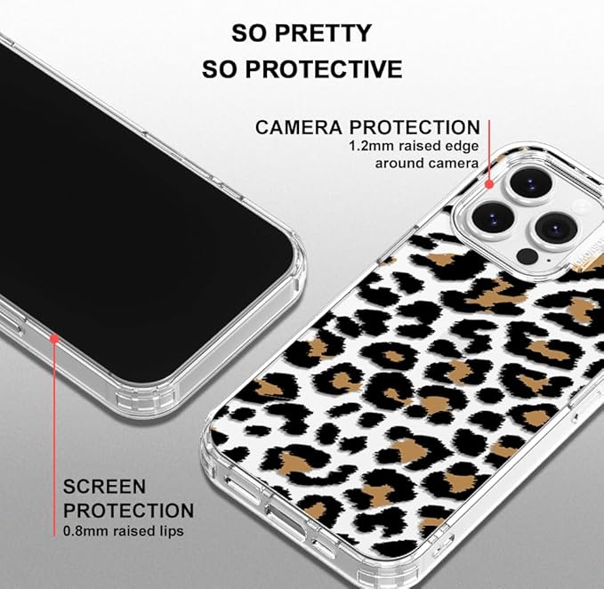 MOSNOVO for iPhone 13 Pro Case, [Buffertech 6.6 ft Drop Impact] [Anti Peel Off] Clear Shockproof TPU Protective Bumper Phone Cases Cover with Leopard Print Design for iPhone 13 Pro