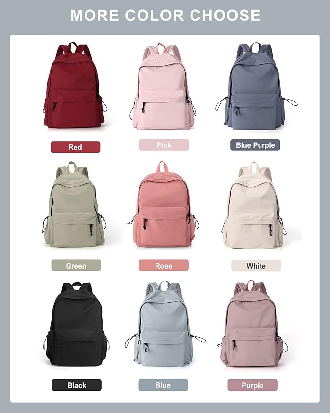 BJLFS Blue Simple School Backpack for Girls Boys, Waterproof Bookbag for Women Men, College Student School Bag, Lightweight Travel Rucksack Casual Daypack, Laptop Backpacks
