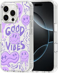 MOSNOVO Case for iPhone 16 Pro, [Buffertech 6.6ft Military-Grade Drop Protection] [Anti Peel Off Tech] Clear TPU Bumper Phone Case Cover Design - Good Vibes