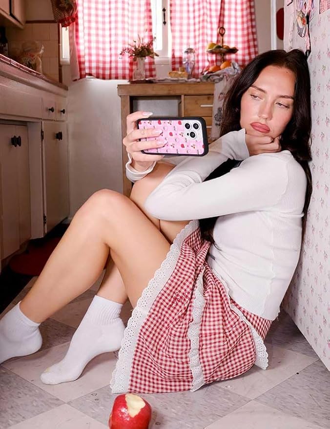 Wildflower Cases - Compatible with iPhone 13 Pro | Protective Black Bumper, 6.5ft Drop Test Certified Women Owned Small Business | Cherry Pink Fruit Floral Cute Trendy | Apple A Day
