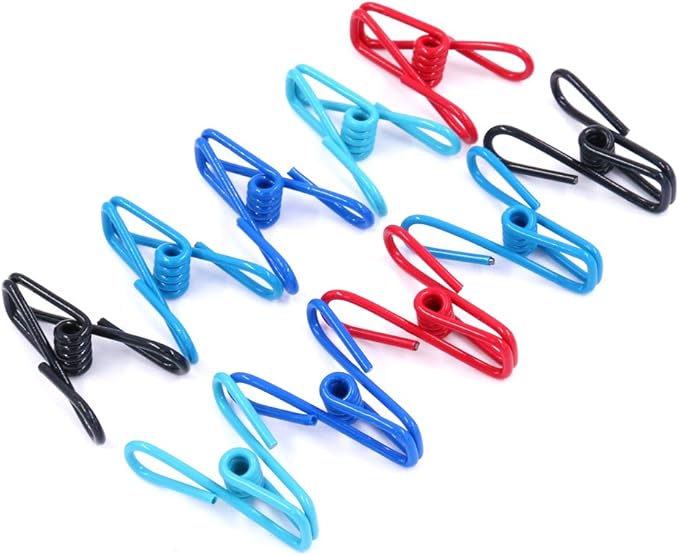 Swpeet 50 Pieces Multi-Purpose Metal Wire Clip Windproof Clothespin Metal Clips Holders for Office Clothes Baby Diaper Peg Clips Pins Hanging Hooks - Multi-Colors