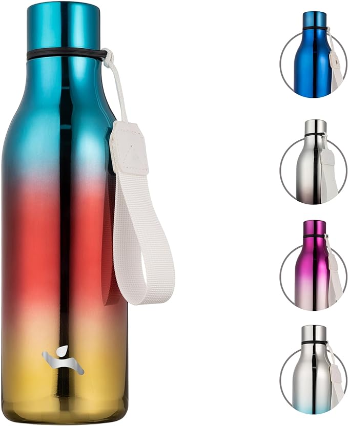Konokyo Insulated Water Bottle with Strap,18 oz Double Wall Stainless Steel Vacuum Bottles Metal Water Flask,Caribbean Sunrise