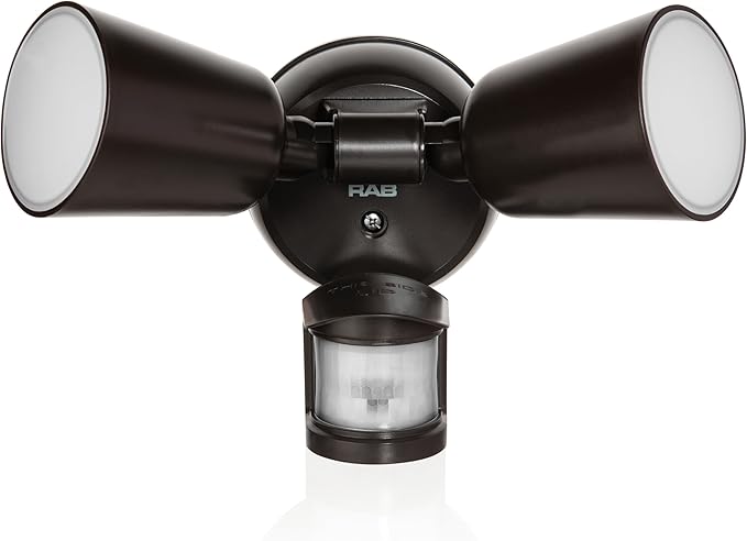 RAB Lighting LU160 Luminator Motion Sensor Outdoor Lights - Flood Light for Security, Outside Dusk to Dawn Photocell, 3000k–5000k Tunable, IP65 Weatherproof Rating, 160°Coverage, 50 Ft Range (Bronze)