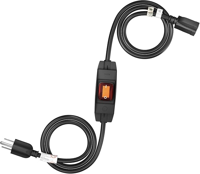 FIRMERST 1875W Outdoor Extension Cord with Waterproof Switch 6 Feet