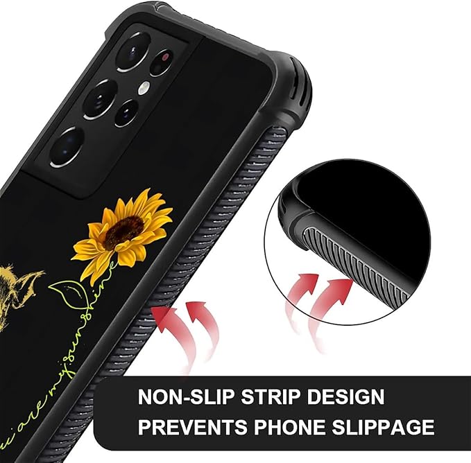 for Samsung Galaxy S21 Ultra Case, Pig Sunflower Yellow Sunshine Pattern Graphic Design Girl Boy Soft Silicone Hard Acrylic Shock Protection for Samsung Galaxy S21 Ultra