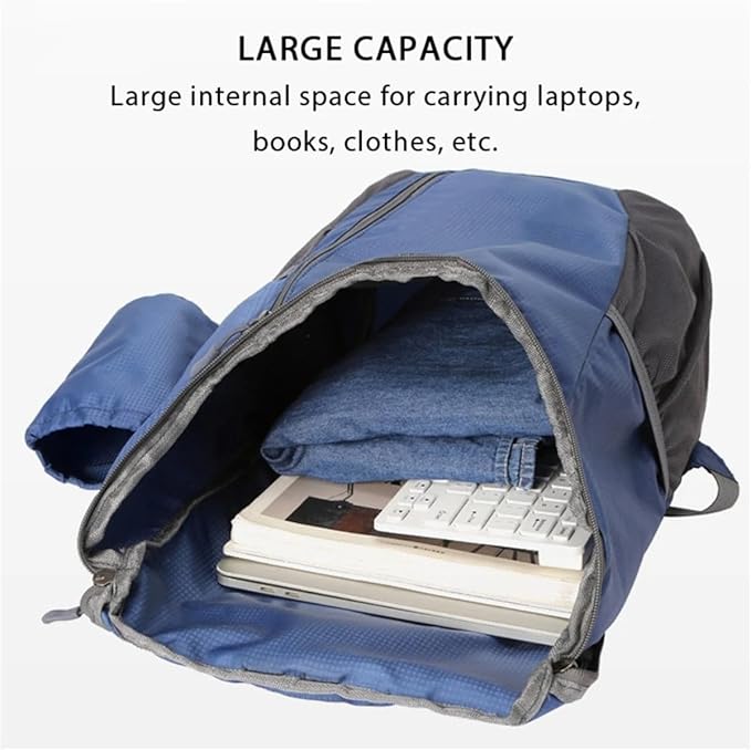 Portable Foldable Backpack Folding Mountaineering Bag, Ultralight Outdoor Cycling Rucksack, Travel Hiking Knapsack (Sky Blue)