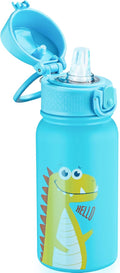 OLDLEY 12oz Kids Water Bottle, Stainless Steel Insulated Water Bottle For Kids, With Straws Leak-proof, Kids Water Bottles For School Boys Girls,Dinosaur
