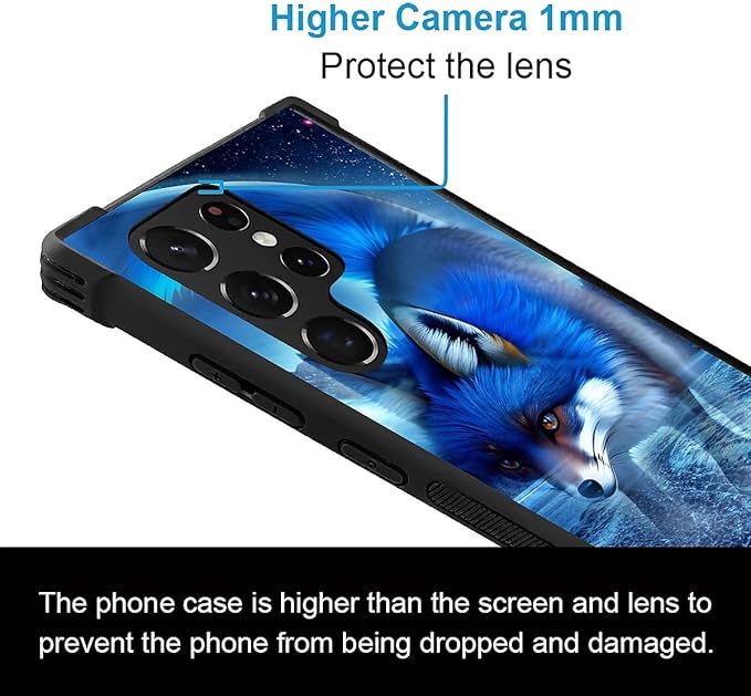 for Samsung Galaxy S22 Ultra Case, Snowy Mountain Fox Lake Pattern Graphic Design Girl Boy Soft Silicone Hard Acrylic Shock Protection for Samsung Galaxy S22 Ultra