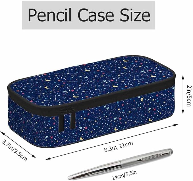 Galaxy Pencil Case Organizer Constellation Space Bright Stars Purple Stationery Box Makeup Box School Supply for Boy Girl Men Women