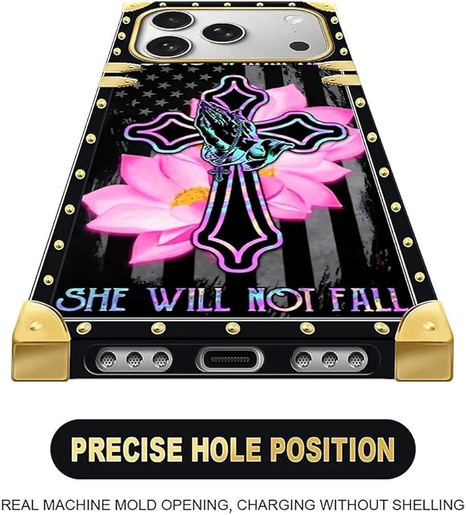 for iPhone 17 Pro Max Case Luxury Golden Decoration for Girl Women Soft TPU Shockproof Protective Hard PC Back for iPhone 17 Pro Max Crazy Pattern Praying Cross Hands