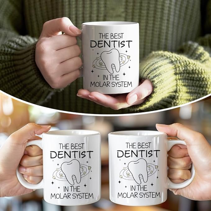 RZHV The Best Dentist, In The Molar System Funny Coffee Mug, Thank You Present for Dentists Nurses Dental Assistants Hygienist, Graduation Gifts for Dental School Students, National Dentists Day Gifts
