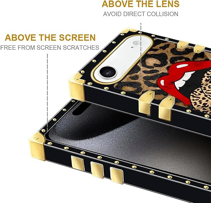 for iPhone 17 Air Case Luxury Golden Decoration for Girl Women Soft TPU Shockproof Protective Hard PC Back for iPhone 17 Air Crazy Pattern Brown Leopard Print Mouth