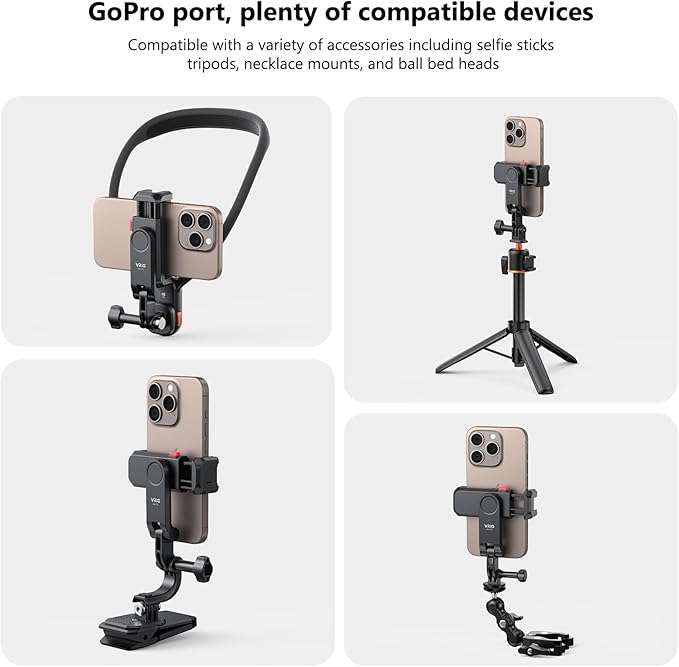VRIG Phone Holder/Hot Shoe Mount Adapter Kit Compatible with Action Camera GoPro Hero 11 10 9 8 7 6 5, DJI OSMO Action/Action 2, iPhone13 Pro Max, Samsung, Attaching on DSLR Camera or Ring Light