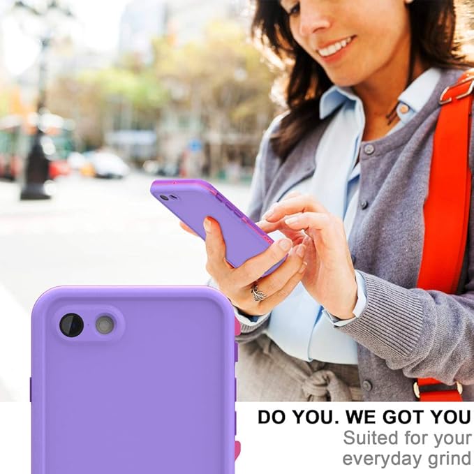 Diverbox for iPhone SE 2020 Waterproof Case iPhone 8 Waterproof Case,Waterproof Shockproof IP68 Full-Body Sturdy Case Built-in Screen Protector for Full Sealed Cover 4.7 in (Purple)