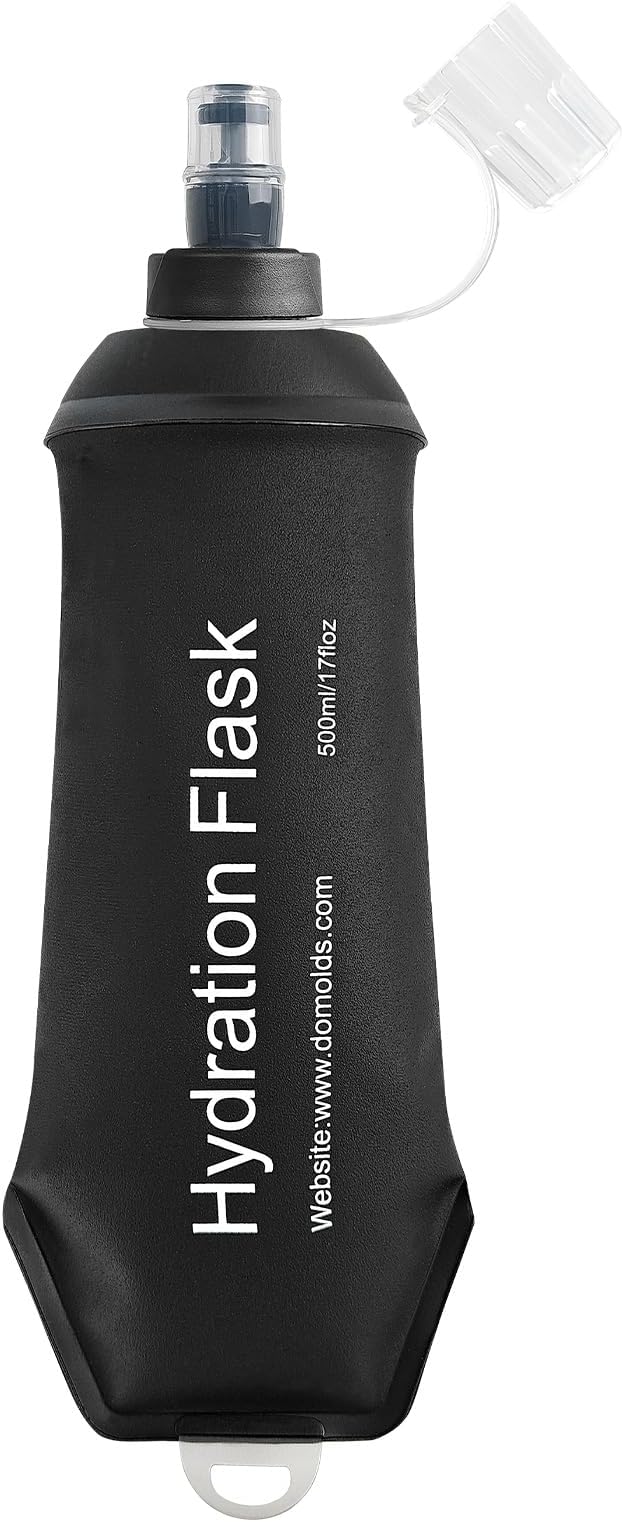 500ml Soft Flask Soft Water Bottle for Running, Hiking, Travelling, Cycling and Climbing, TPU Material, BPF-Free - Black