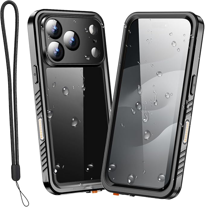 AICase Compatible with iPhone 17 Pro Case Waterproof, Clear Water Proof Built-in Screen Protector Shockproof Dustproof Snowproof Full Body Rugged Underwater Phone Case with Lanyard