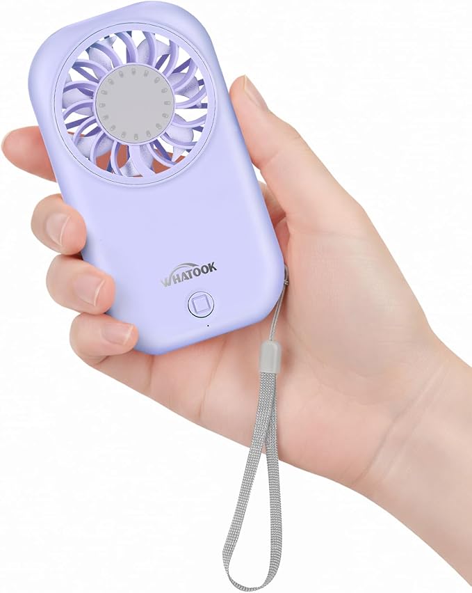WHATOOK Handheld Mini Fan Small Personal Portable Speed USB Rechargeable Eyelash Fan Lightweight USB Rechargeable for Travel Makeup Girl Women Summer Gift (Purple)