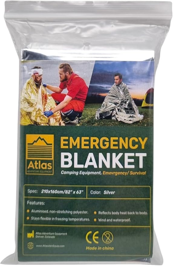Emergency Survival Blanket, Mylar Thermal Blanket, Gigantic Space Blanket 82" x 63" (2)