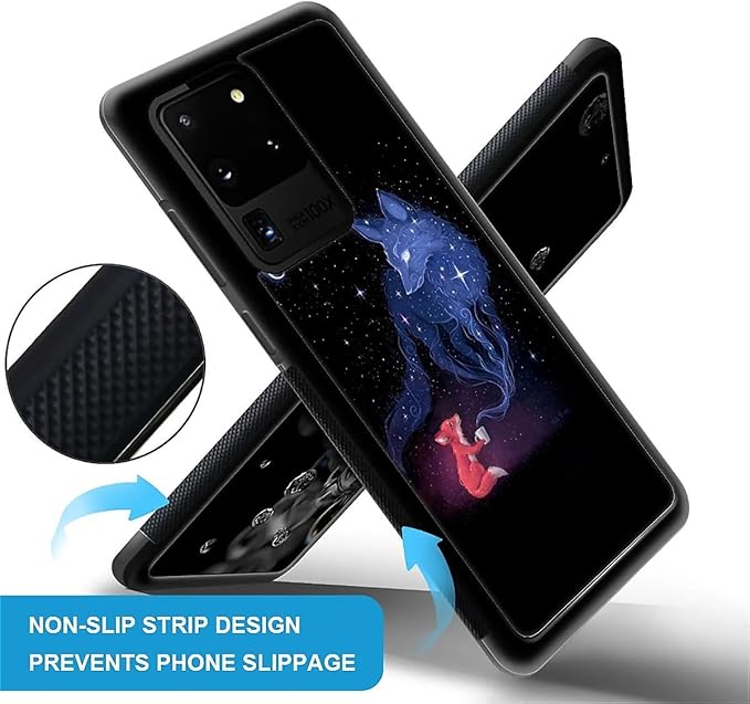 for Samsung Galaxy S20 Ultra Case, Galaxy Fox Wolf Pattern Graphic Design Girl Boy Soft Silicone Hard Acrylic Shock Protection for Samsung Galaxy S20 Ultra