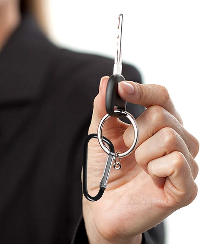 Carabiner Clips, Upins Aluminum Locking Spring Hook Keychain D Shape Heavy Duty Buckle Pack Carabiners Clip Lock Snap Hooks Backpack Clip