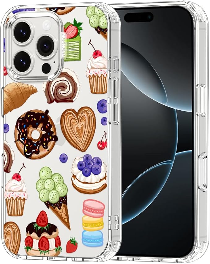 MOSNOVO for iPhone 16 Pro Max Case, Shockproof Military-Grade Protection 6.6ft Drop Tested, Clear Phone Case for iPhone 16 Pro Max, Sweet Treats Design