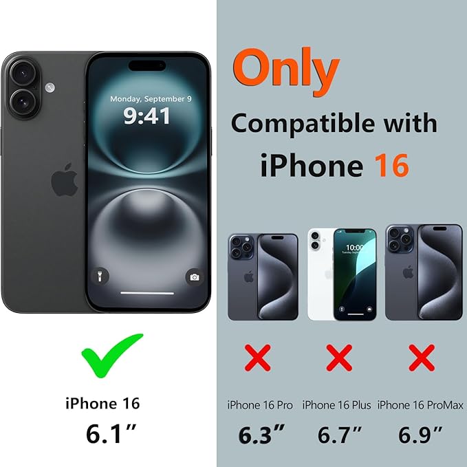 for iPhone 16 Case Waterproof, [Shockproof] [Dustproof] [IP68 Waterproof] Full-Body Hard Case Built-in [Lens Screen Protection] for Diving Case (Black, for iPhone 16 6.1in) | Waterproof, Shockproof, Dustproof, IP68 Waterproof, Full-Body, Hard Case