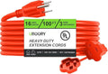 Outdoor Extension Cord Waterproof 100 FT, Orange 16/3 SJTW Heavy Duty, Flexible 100% Copper 3 Prong Extension Cord for Lawn, Garage,UL Listed