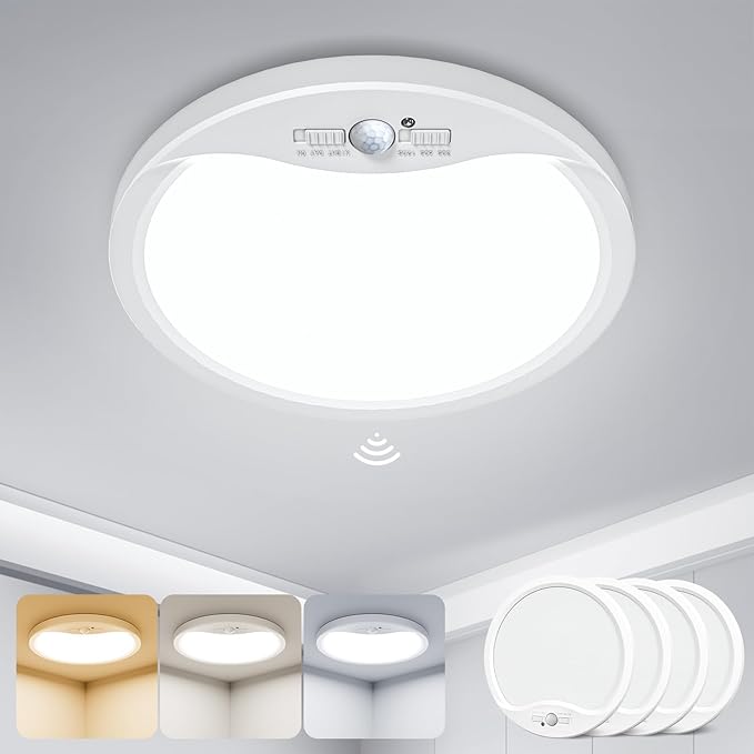 zemty 4Pack 9inch Motion Sensor Ceiling Lights Wired,18W 1800lm 3CCT/3 Mode/30-120s Timer, Bright White LED Flush Mount Light Fixture Motion Activated for Closet Pantry Hallways Stairwells Garage