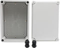 MAKERELE Grey Outdoor Electrical Box Weatherproof 11.02”7.48”5.12” (280190130mm) Plastic Junction Wire Case for Outdoor Electrical Projects with 2 NPT 1/2” Glands
