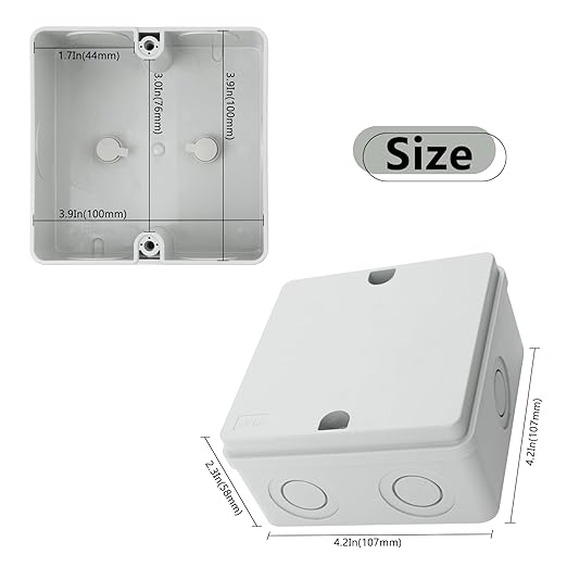 SuperInk Outdoor Junction Box IP66 Waterproof Electrical Enclosure 4.2 x 4.2 x 2.3 PVC/ABS Weatherproof Project Box, Compact Electrical Case for Garden, CCTV, DIY Wiring,1PCS