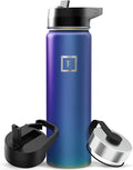 IRON °FLASK Camping & Hiking Hydration Flask with Straw, Wide Mouth Insulated Stainless Steel Sports Water Bottle - 22 oz Aurora