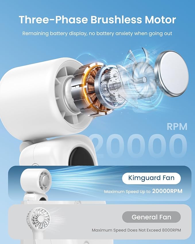 Handheld Turbo Fan with Ice Cooling, High Speed Personal Fan, Neck Fan Rechargeable Battery Up to 20H, Mini Pocket Fan for Outdoor Work, Office Desk, Home Watching Game, Travel, Beach Gifts