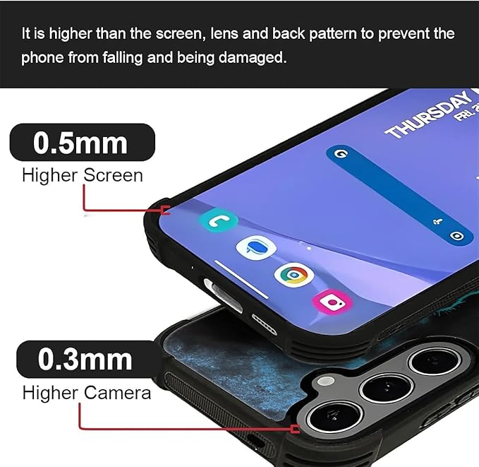 for Samsung Galaxy S24 S25 Plus Case, Blue Breathing Wolf Pattern Graphic Design Girl Boy Soft Silicone Hard Acrylic Shock Protection for Samsung Galaxy S24 S25 Plus