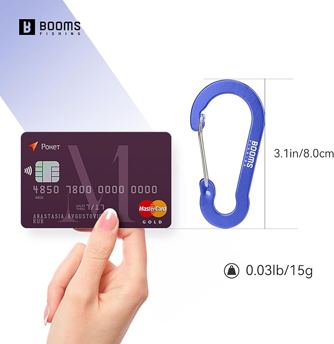 Booms Fishing CC5 Multi-Use Carabiner Clips, 10 Pack 2.3"/ 3.1" Caribeener Clips, Mini Keychain Caribeaner Clip, Aluminum D Ring Carabiners