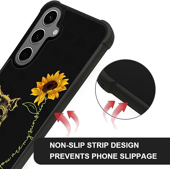 for Samsung Galaxy S24 S25 Plus Case, Pig Sunflower Yellow Sunshine Pattern Graphic Design Girl Boy Soft Silicone Hard Acrylic Shock Protection for Samsung Galaxy S24 S25 Plus